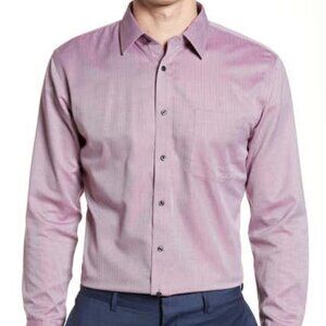 Nordstrom Trim Fit Herringbone Dress Shirt 15.5 - 34/35, BURGUNDY ROYALE